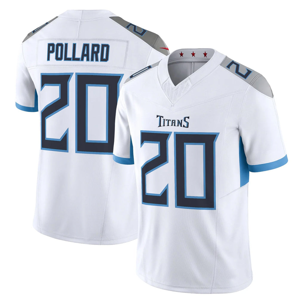 Odoa T.Titans #20 Tony Pollard Player White 2025 Vapor Limited Home Game Stitched Jerseys