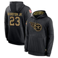 Odoa T.Titans #23 Kevin Winston Jr. Player Black Salute to Service Sideline Performance Pullover Hoodies Home Game Stitched Jerseys