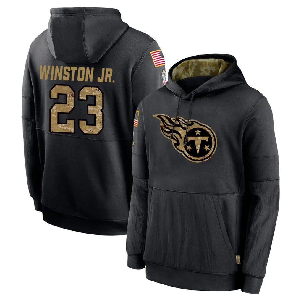 Odoa T.Titans #23 Kevin Winston Jr. Player Black Salute to Service Sideline Performance Pullover Hoodies Home Game Stitched Jerseys