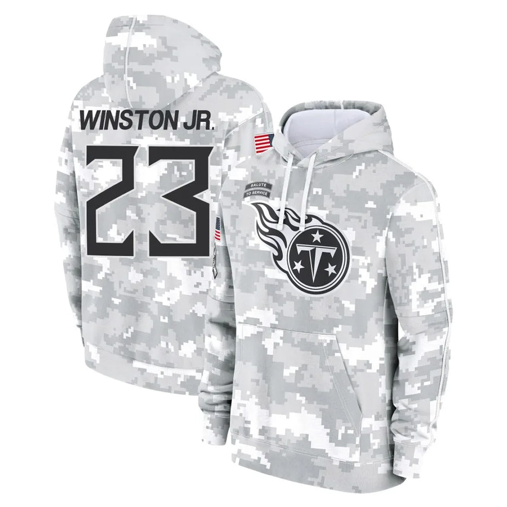 Odoa T.Titans #23 Kevin Winston Jr. Player Camo Arctic Salute to Service Pullover Hoodies Home Game Stitched Jerseys