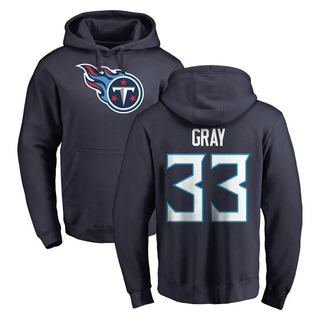 Odoa T.Titans #33 Cedric Gray Player Navy Logo Pullover Hoodies Home Game Stitched Jerseys