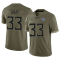 Odoa T.Titans #33 Cedric Gray Player Olive Limited Salute to Service Home Game Stitched Jerseys