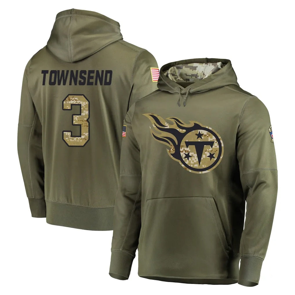 Odoa T.Titans #3 Tommy Townsend Player Olive Salute to Service Pullover Hoodies Home Game Stitched Jerseys