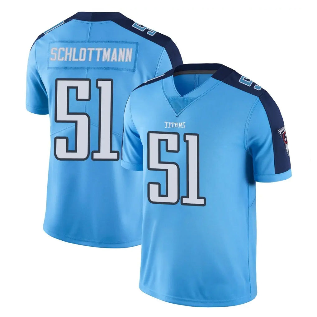 Odoa T.Titans #51 Austin Schlottmann Player Light Blue Limited Color Rush Home Game Stitched Jerseys