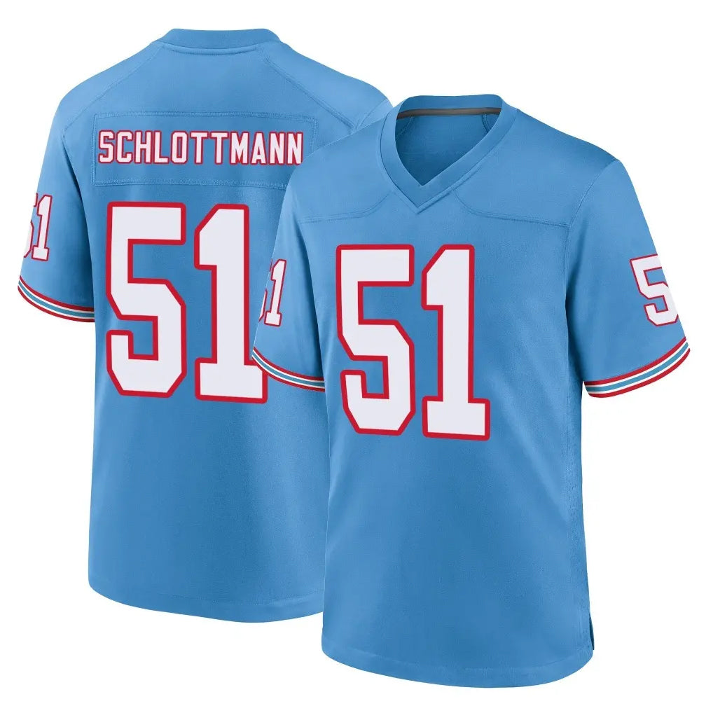 Odoa T.Titans #51 Austin Schlottmann Player Light Blue Oilers Throwback Home Game Stitched Jerseys