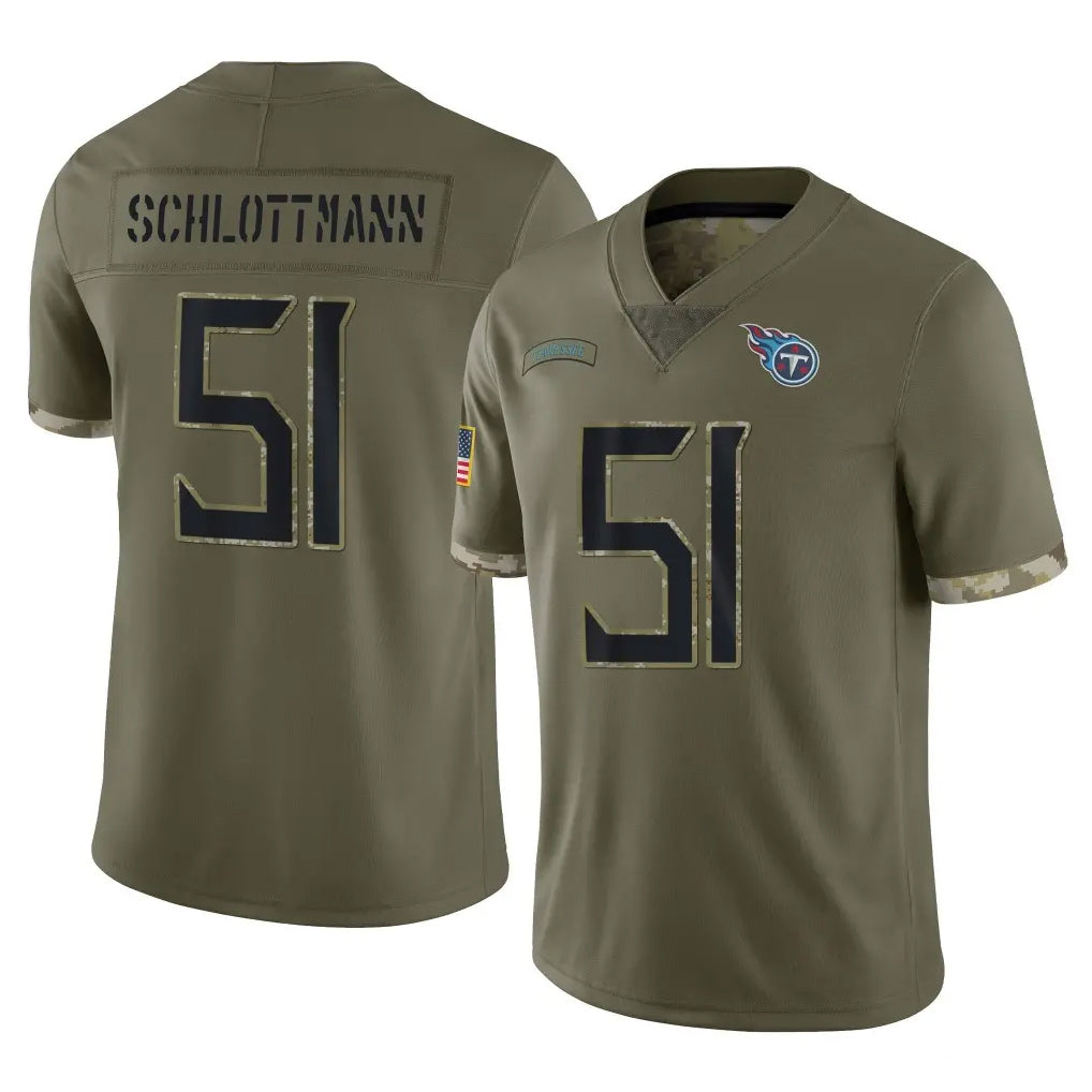 Odoa T.Titans #51 Austin Schlottmann Player Olive Limited Salute to Service Home Game Stitched Jerseys