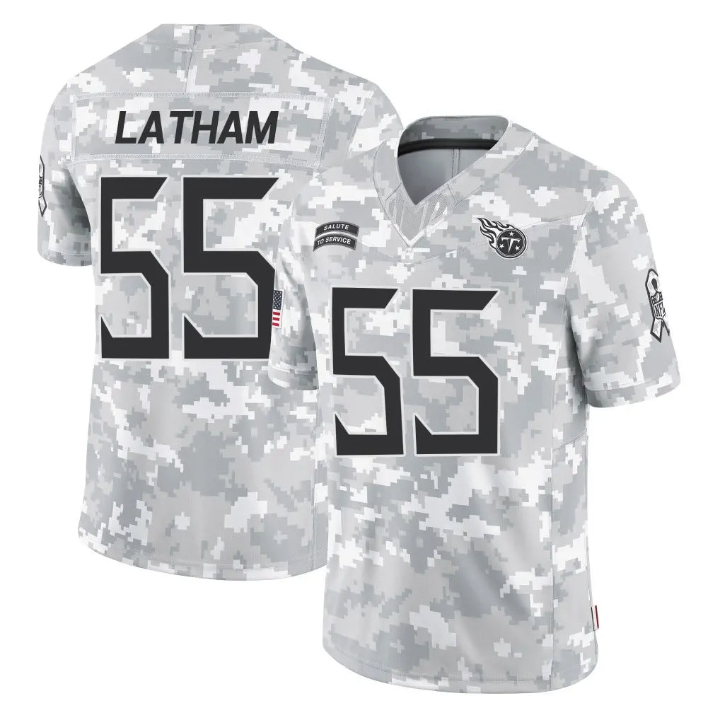 Odoa T.Titans #55 JC Latham Player Arctic Camo Limited Salute to Service Home Game Stitched Jerseys