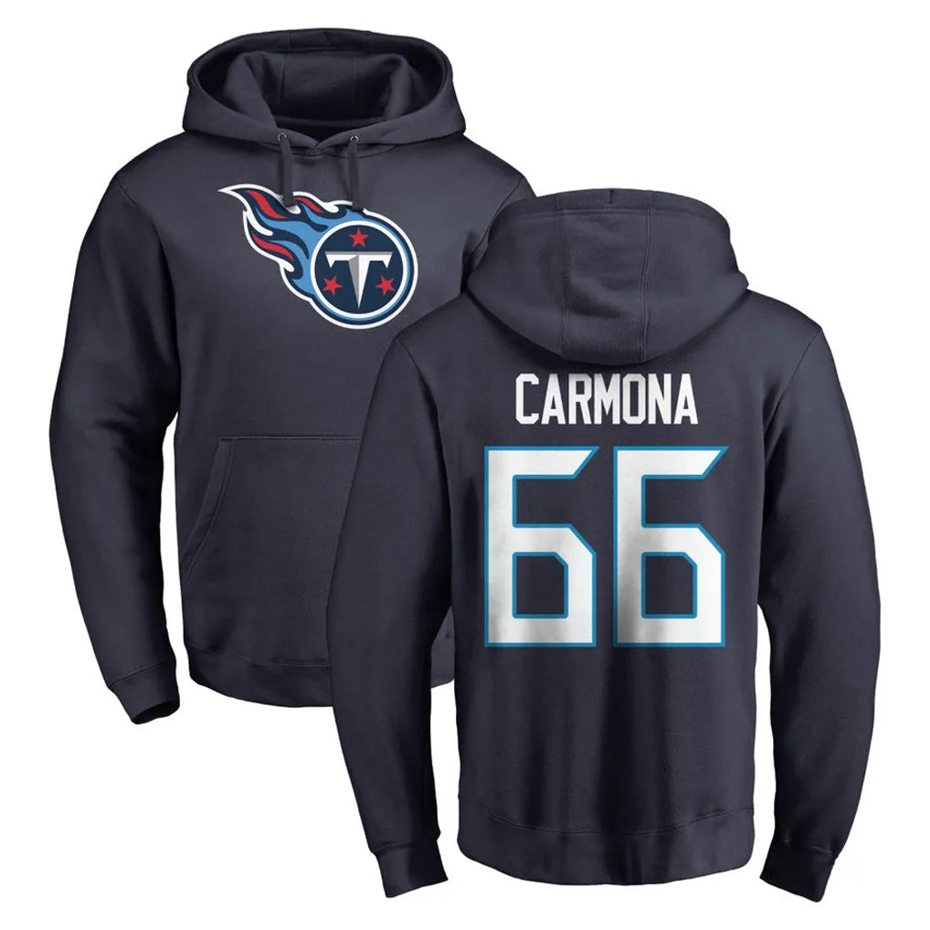 Odoa T.Titans #66 Fernando Carmona Jr. Player Navy Logo Pullover Hoodies Home Game Stitched Jerseys