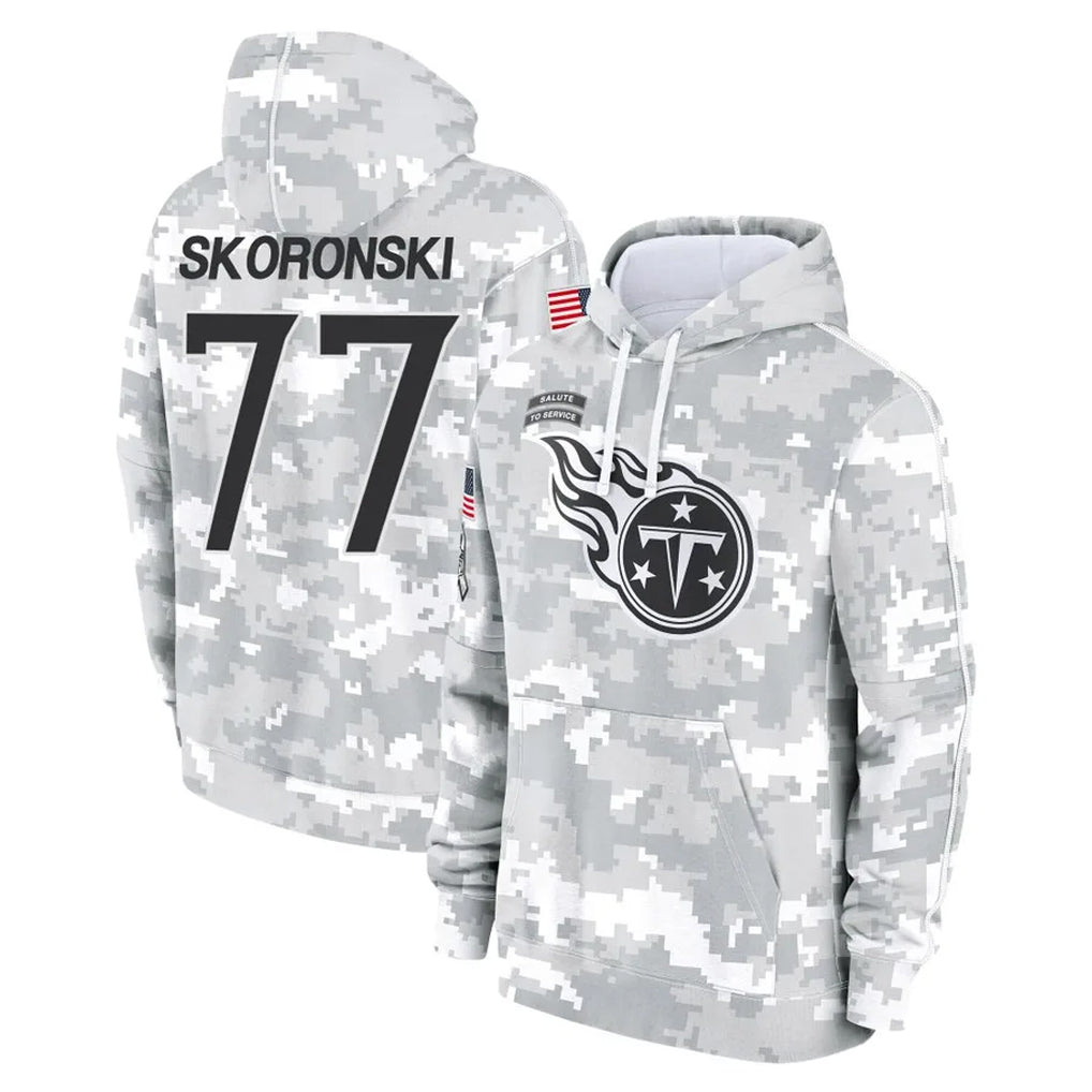Odoa T.Titans #77 Peter Skoronski Player Camo Arctic Salute to Service Pullover Hoodies Home Game Stitched Jerseys