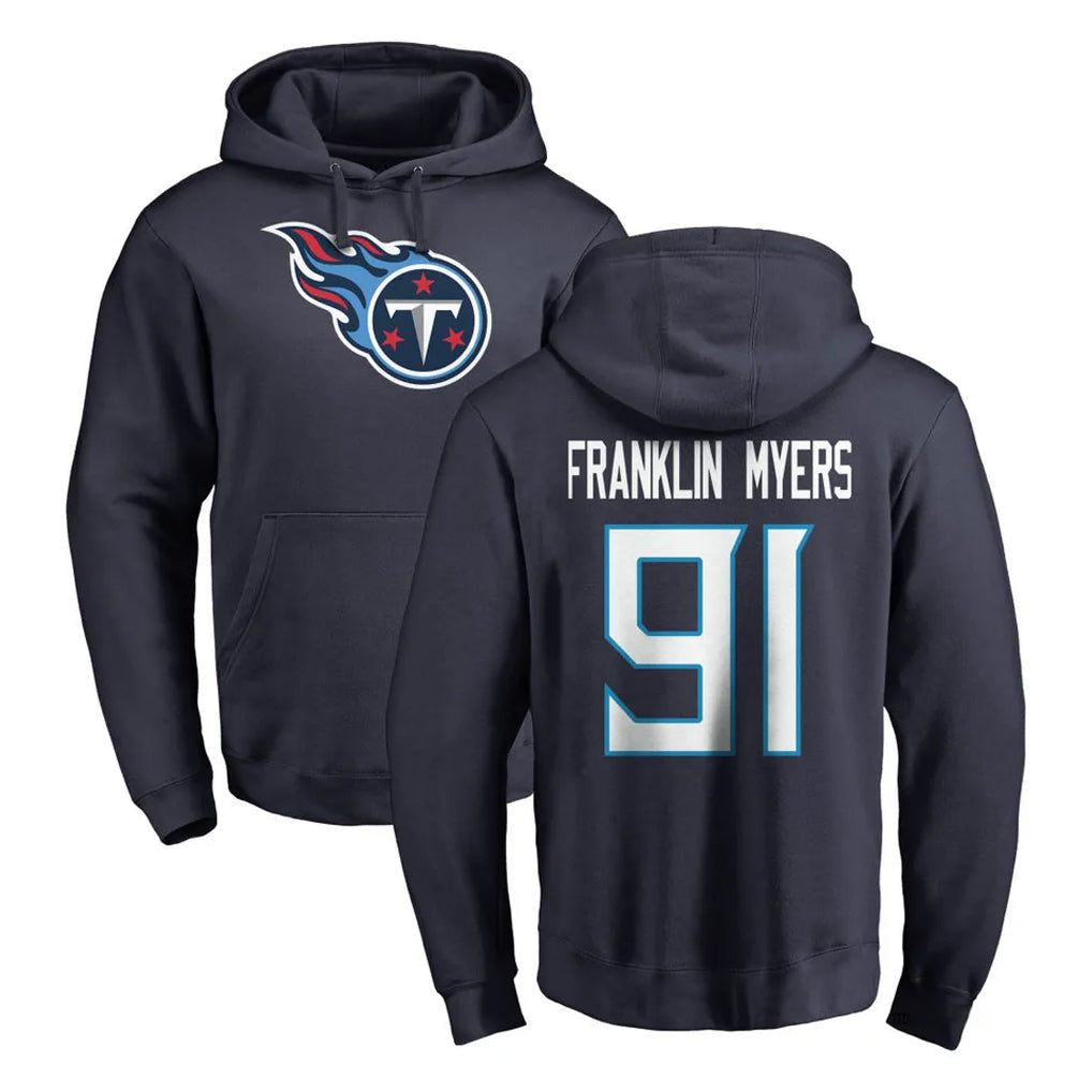Odoa T.Titans #91 John Franklin-Myers Player Navy Logo Pullover Hoodies Home Game Stitched Jerseys