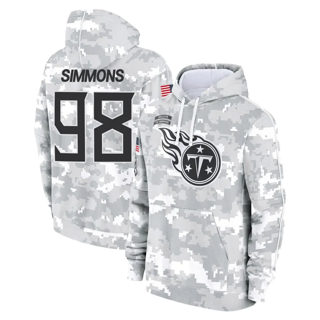 Odoa T.Titans #98 Jeffery Simmons Player Camo Arctic Salute to Service Pullover Hoodies Home Game Stitched Jerseys