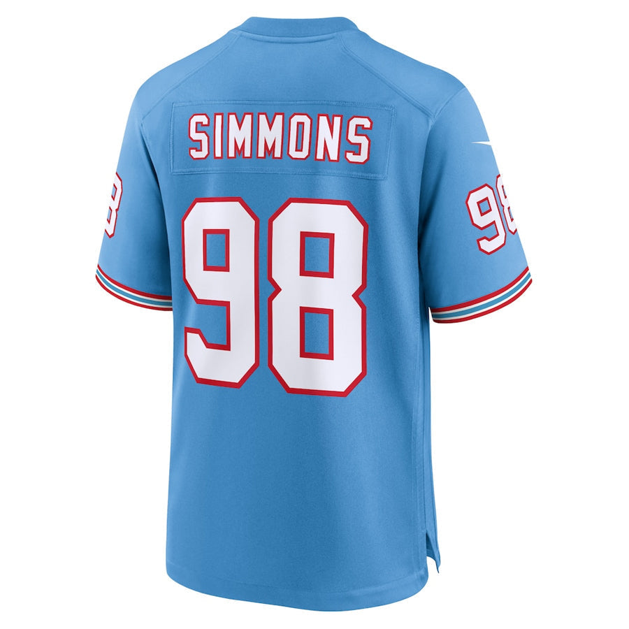 Odoa T.Titans #98 Jeffery Simmons Player Light Blue Throwback Alternate Game Stitched Jerseys