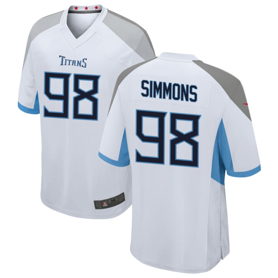 Odoa T.Titans #98 Jeffery Simmons White Player Game American Stitched Stitched Jerseys