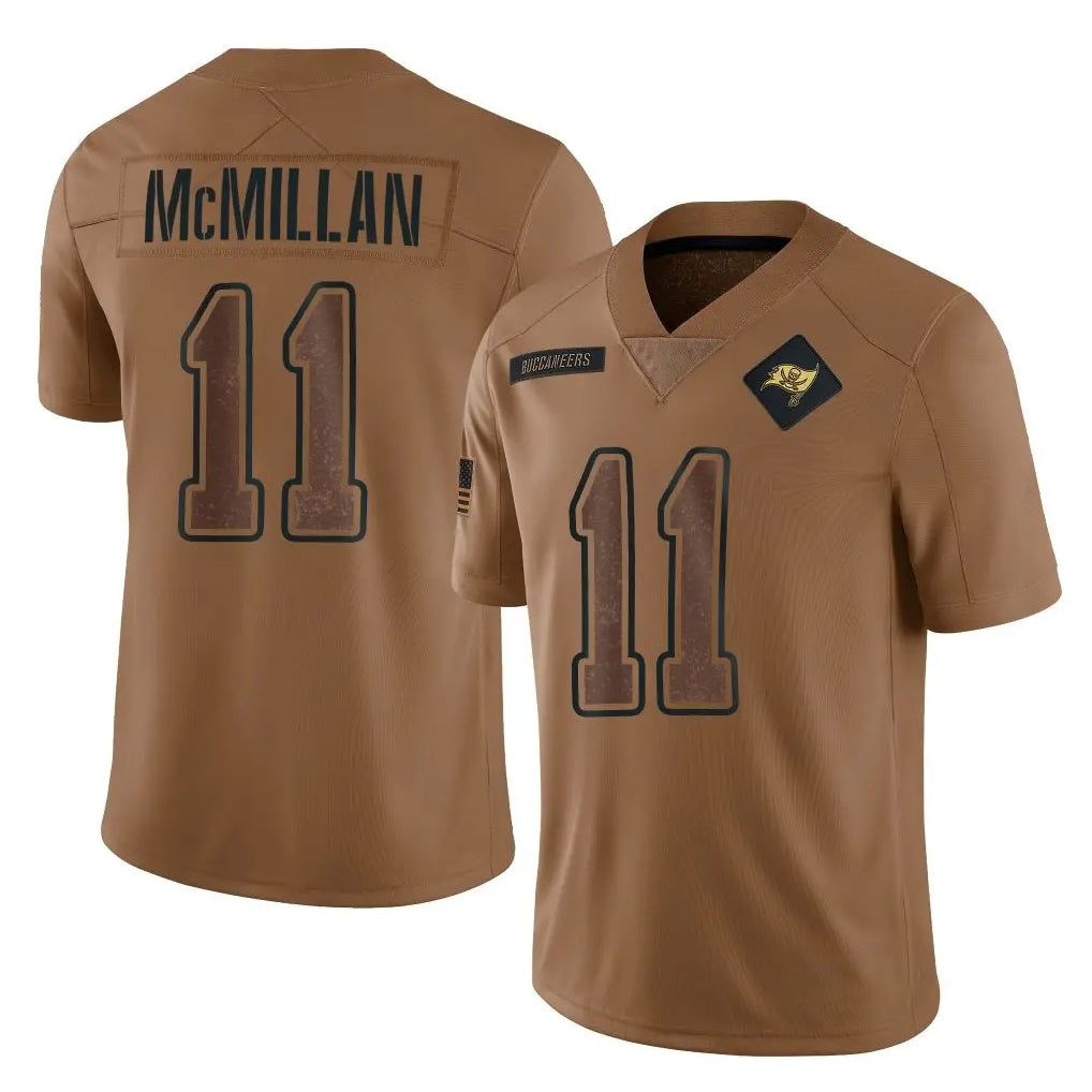 Odoa TB.Buccaneers #11 Jalen McMillan Player Brown Limited Salute To Service Home Game Stitched Jerseys