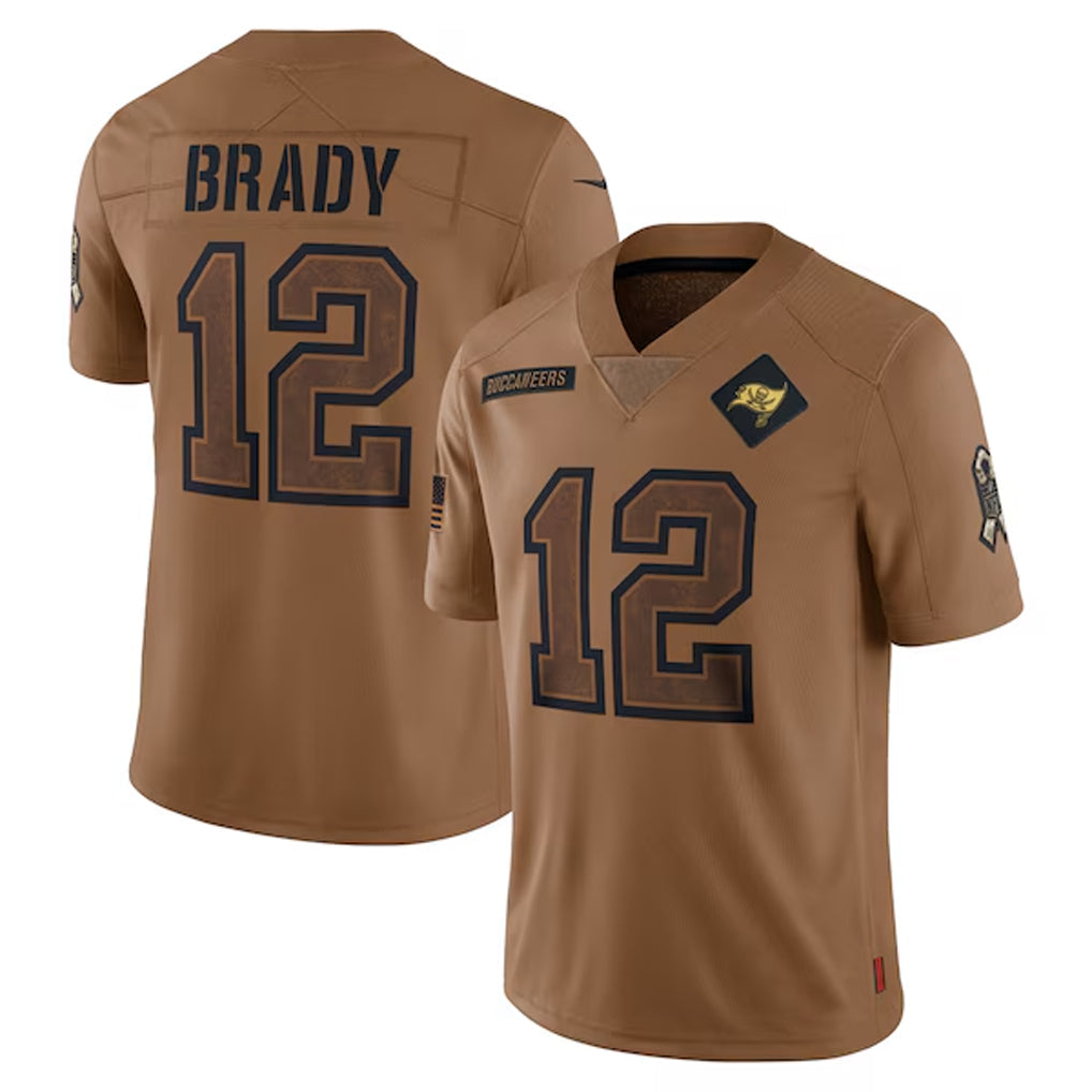 Odoa TB.Buccaneers #12 Tom Brady Player Brown Salute To Service Limited Stitched Jerseys
