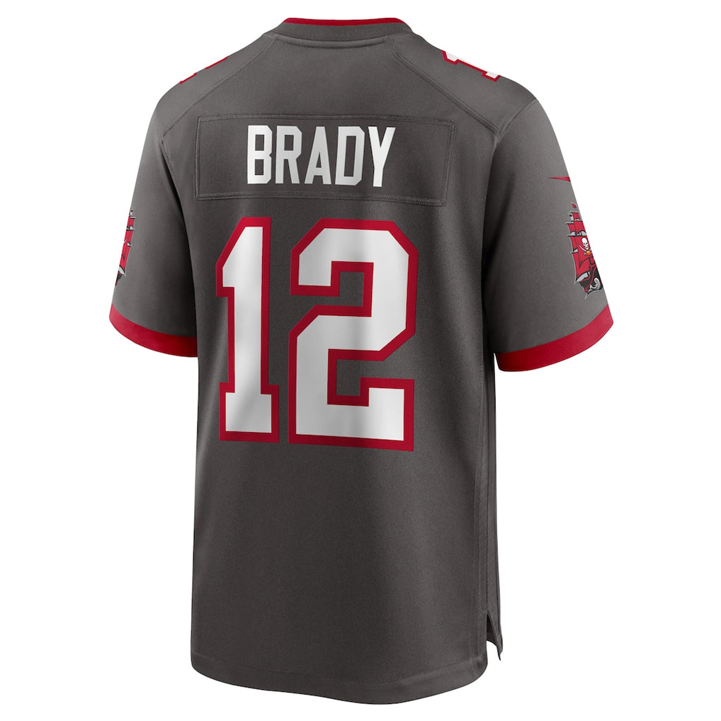 Odoa TB.Buccaneers #12 Tom Brady Player Pewter Home Game Stitched Jerseys