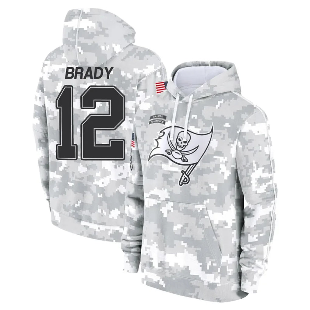 Odoa TB.Buccaneers #12 Tom Brady Player Salute to Service Hoodies Stitched Jerseys