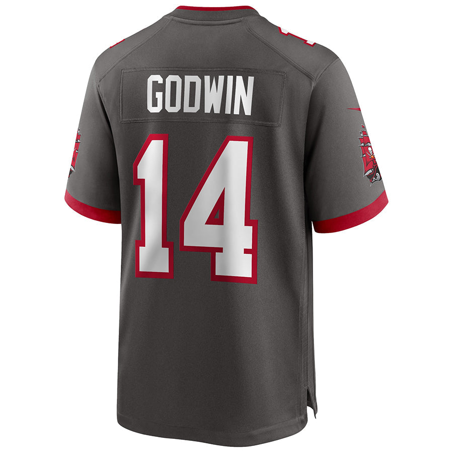 Odoa TB.Buccaneers #14 Chris Godwin Jr. Player Deep Pewter Home Game Stitched Jerseys