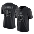 Odoa TB.Buccaneers #15 Tez Johnson Player Black Reflective Limited Home Game Stitched Jerseys