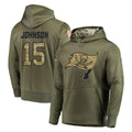 Odoa TB.Buccaneers #15 Tez Johnson Player Olive Salute to Service Pullover Hoodie Home Game Stitched Jerseys