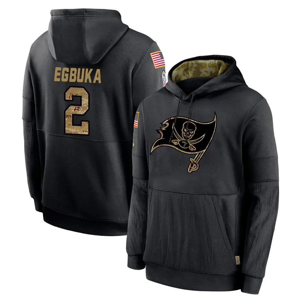 Odoa TB.Buccaneers #2 Emeka Egbuka Player Black Salute to Service Sideline Performance Pullover Hoodies Home Game Stitched Jerseys