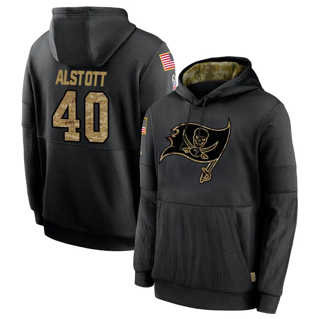 Odoa TB.Buccaneers #40 Mike Alstott Player Black Salute to Service Hoodies Stitched Jerseys
