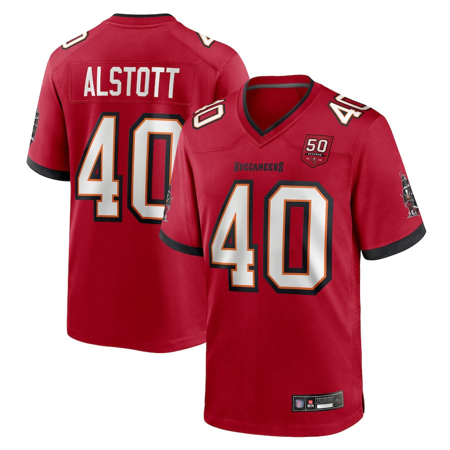 Odoa TB.Buccaneers #40 Mike Alstott Player Red 50th Anniversary GameStitched Jerseys