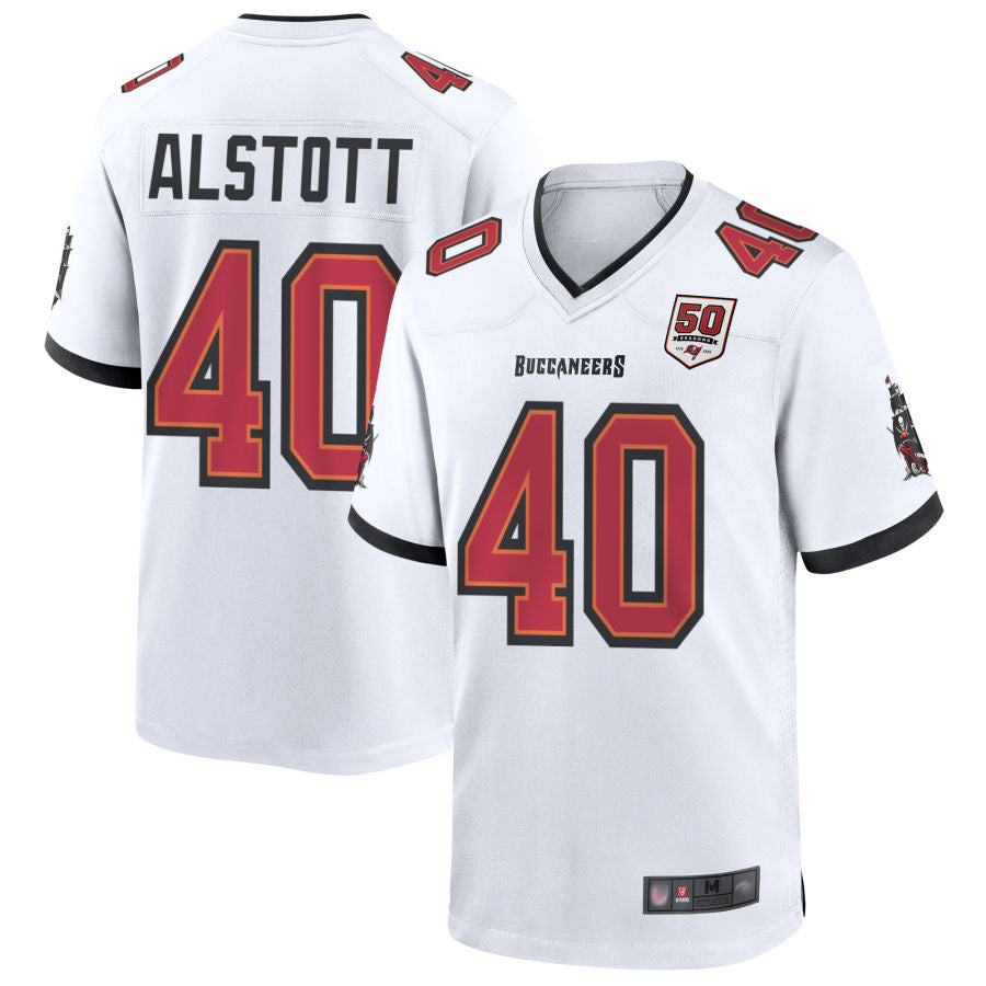 Odoa TB.Buccaneers #40 Mike Alstott Player White 50th Anniversary Game Stitched Jerseys