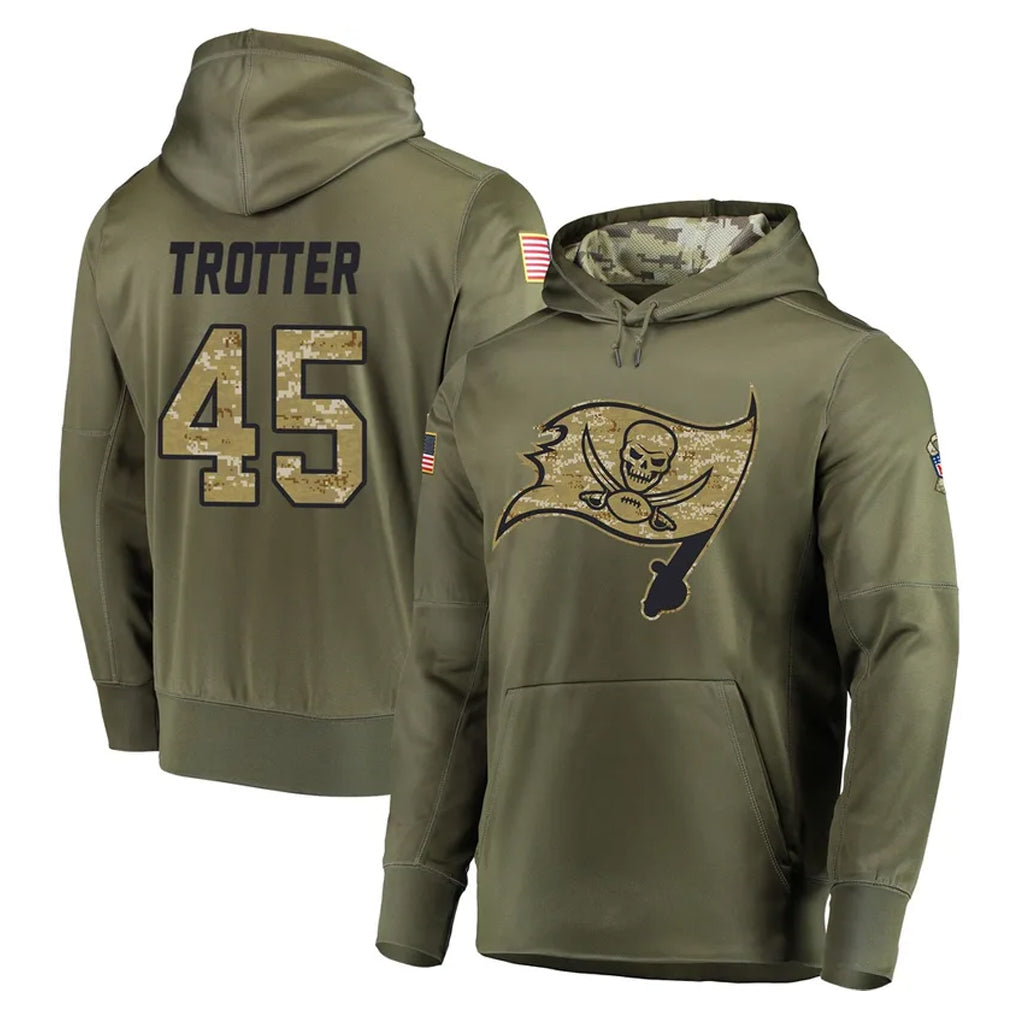 Odoa TB.Buccaneers #45 Josiah Trotter Player Olive Salute to Service Pullover Hoodie Home Game Stitched Jerseys