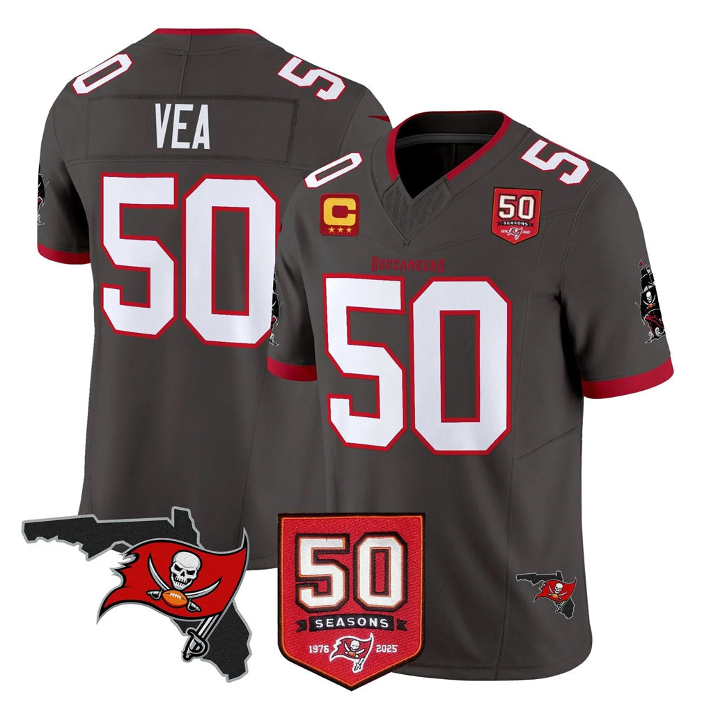 Odoa TB.Buccaneers #50 Vita Vea Player Pewter Limited 2026 Season Vapor F.U.S.E. Home Game Stitched Jerseys