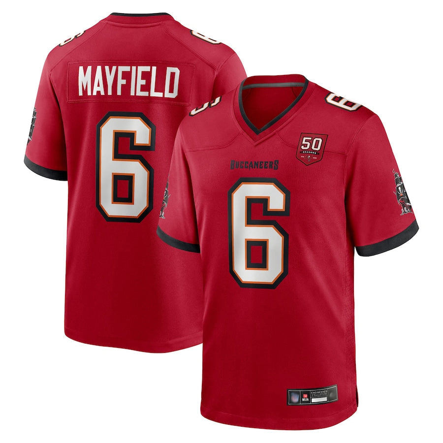 Odoa TB.Buccaneers #6 Baker Mayfield Player Red 50th Anniversary Game Stitched Jerseys