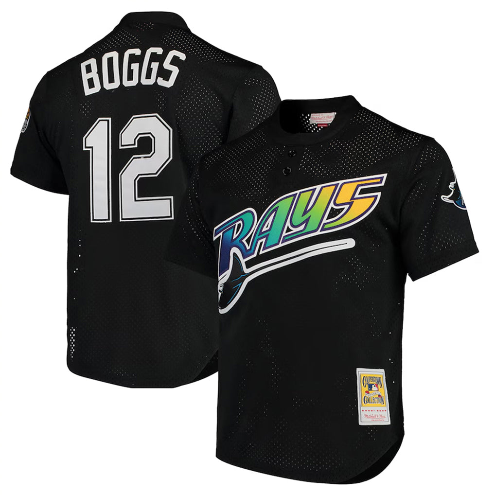 Odoa TB.Rays #12 Wade Boggs Player Black Mitchell & Ness Cooperstown Replica Stitched Jerseys