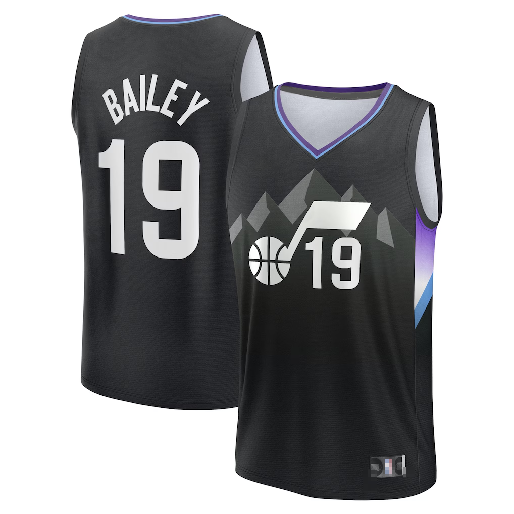 Odoa U.Jazz #19 Ace Bailey Black 2025 Draft First Round Pick Fast Break Replica Stitched Jerseys- Statement Edition