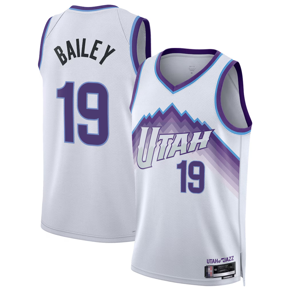 Odoa U.Jazz #19 Ace Bailey White Swingman Stitched Jerseys- Association Edition