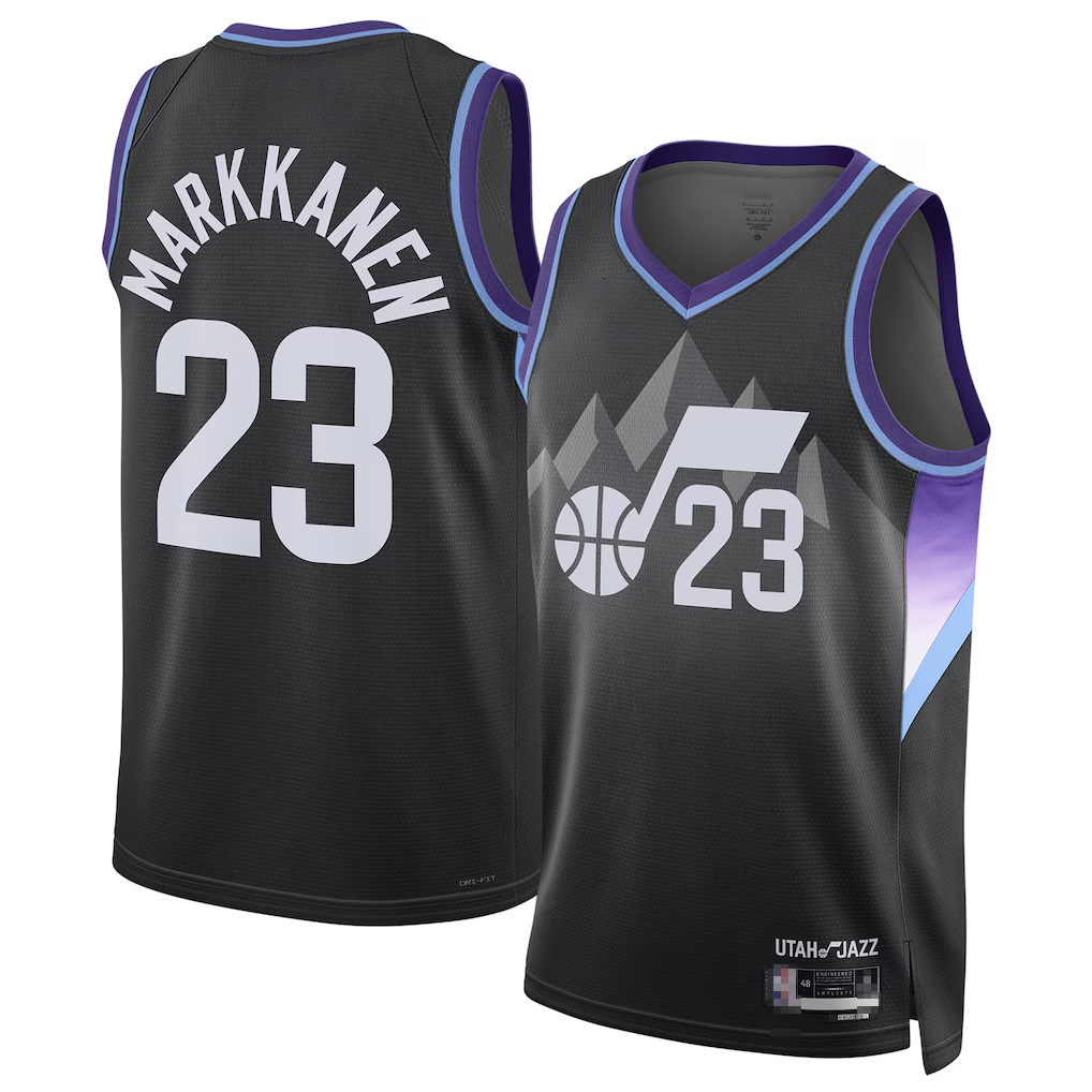 Odoa U.Jazz #23 Lauri Markkanen Black 202425 Swingman Stitched Jerseys - Statement Edition