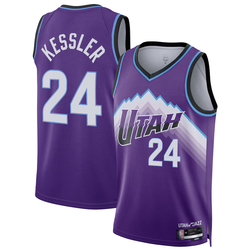 Odoa U.Jazz #24 Walker Kessler Purple Swingman Stitched Jerseys- Icon Edition