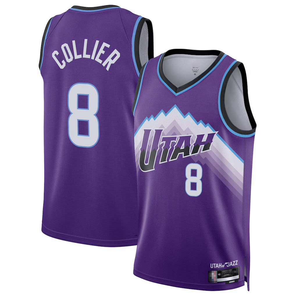 Odoa U.Jazz #8 Isaiah Collier Purple Swingman Stitched Jerseys - Icon Edition