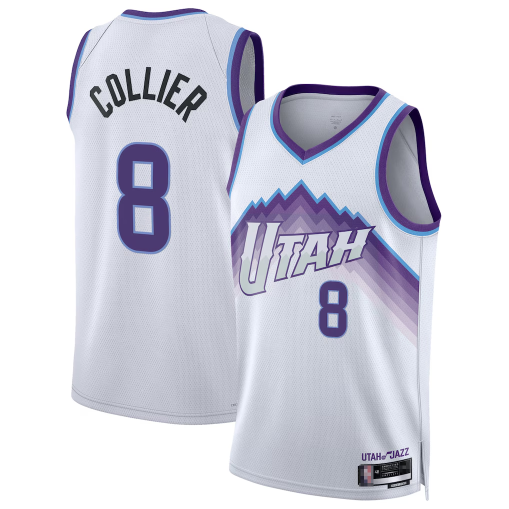 Odoa U.Jazz #8 Isaiah Collier White Swingman Stitched Jerseys - Association Edition