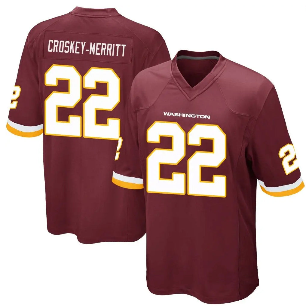 Odoa W.Commanders #22 Jacory Croskey-Merritt Player Burgundy Game Stitched Jerseys