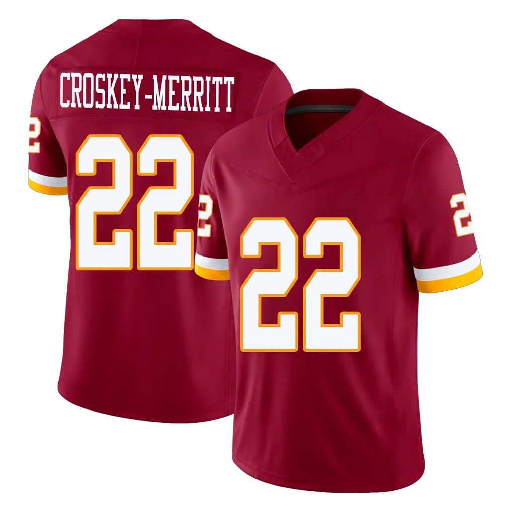 Odoa W.Commanders #22 Jacory Croskey-Merritt Player Burgundy Limited Team Vapor F.U.S.E. Home Game Stitched Jerseys