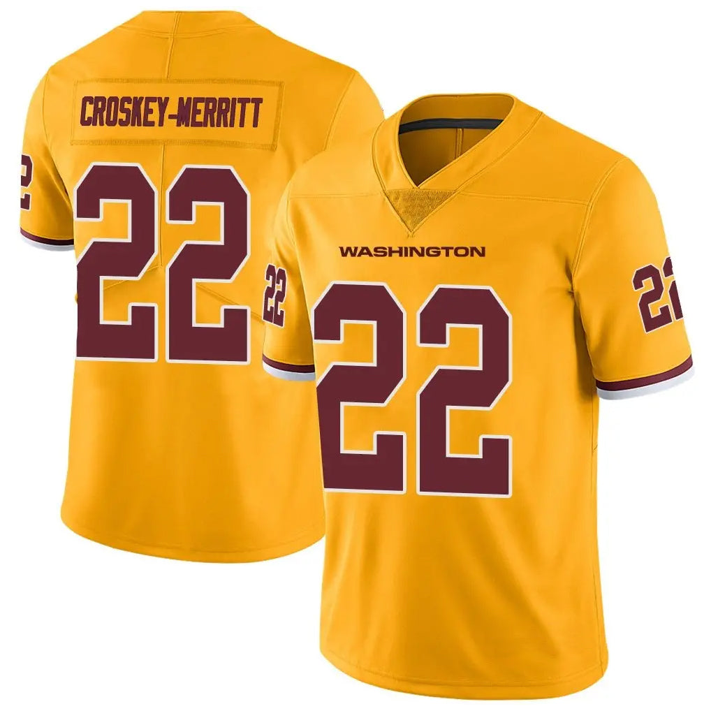 Odoa W.Commanders #22 Jacory Croskey-Merritt Player Gold Vapor Limited Stitched Jerseys