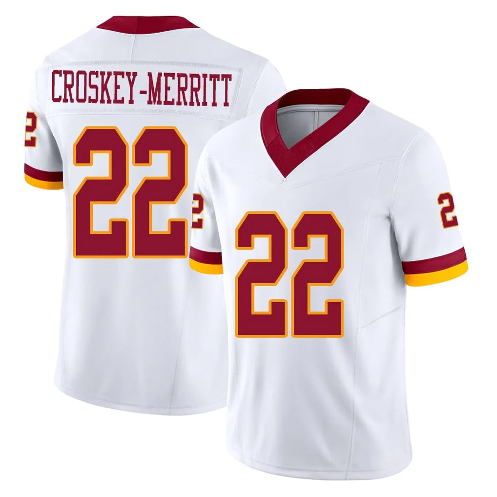 Odoa W.Commanders #22 Jacory Croskey-Merritt Player White Limited Vapor F.U.S.E. Home Game Stitched Jerseys