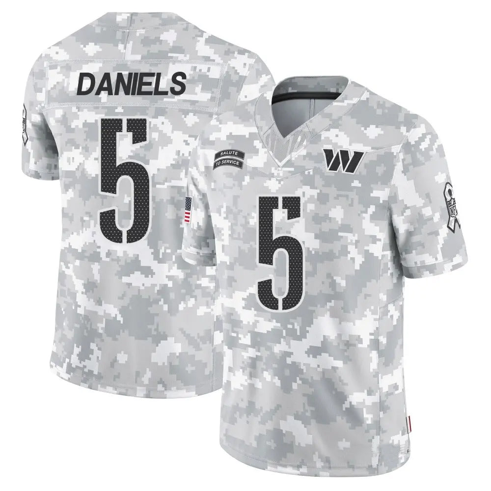 Odoa W.Commanders #5 Jayden Daniels Player Limited Arctic Camo Salute to Service Stitched Jerseys