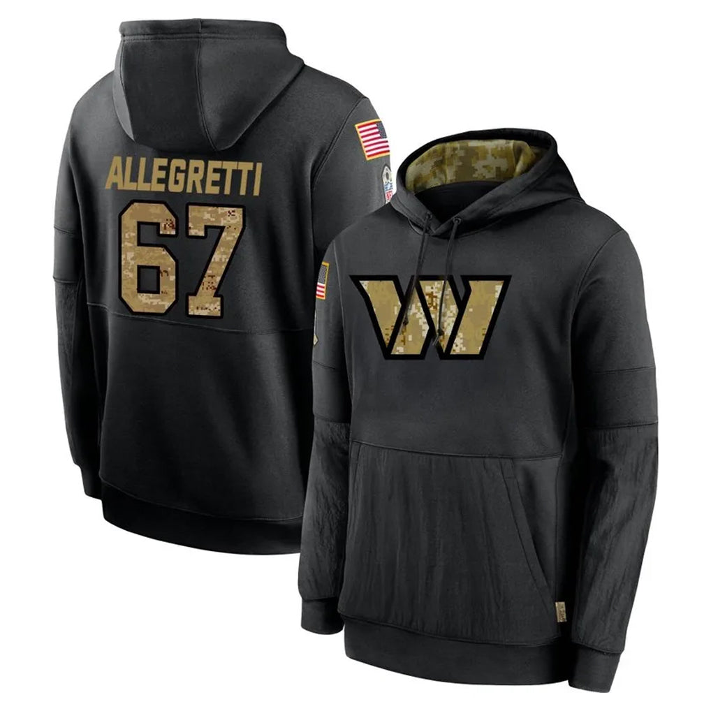 Odoa W.Commanders #67 Nick Allegretti Player Black Salute to Service Performance Pullover Hoodies Home Game Stitched Jerseys