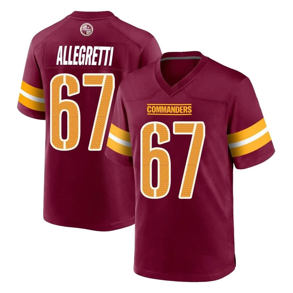 Odoa W.Commanders #67 Nick Allegretti Player Burgundy Home Game Stitched Jerseys