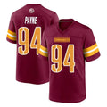 Odoa W.Commanders #94 Daron Payne Player Burgundy Home Game Stitched Jerseys