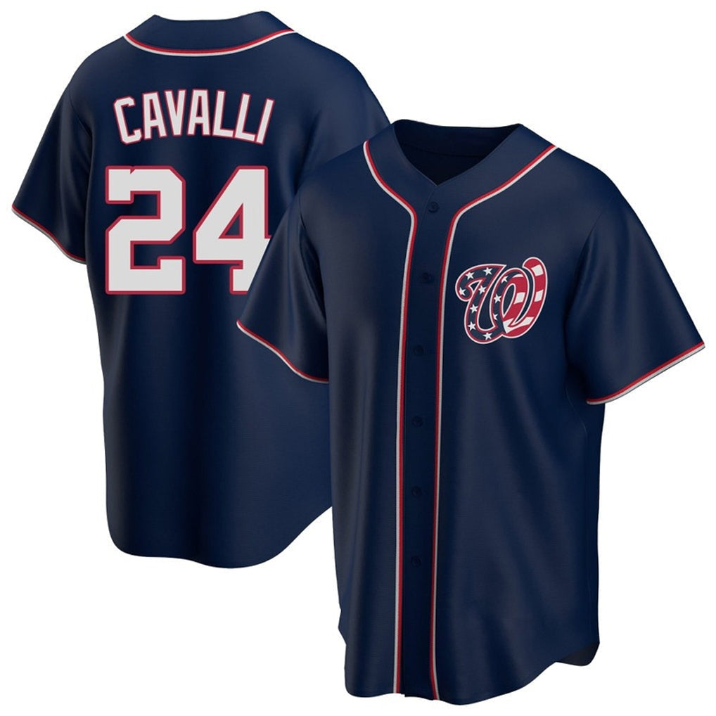 Odoa W.Nationals #24 Cade Cavalli Player Navy Blue Replica Game Stitched Jerseys