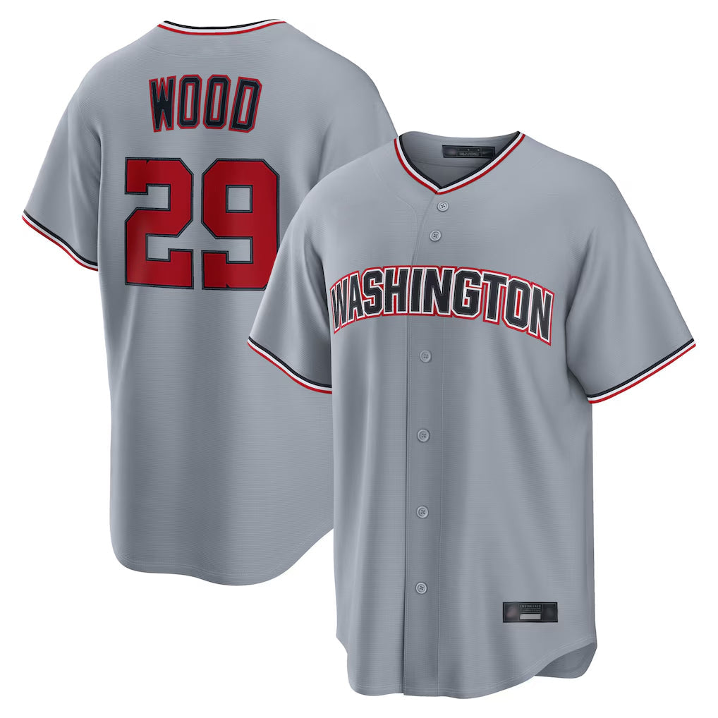 Odoa W.Nationals #29 James Wood Player Gray Road Replica Stitched Jerseys