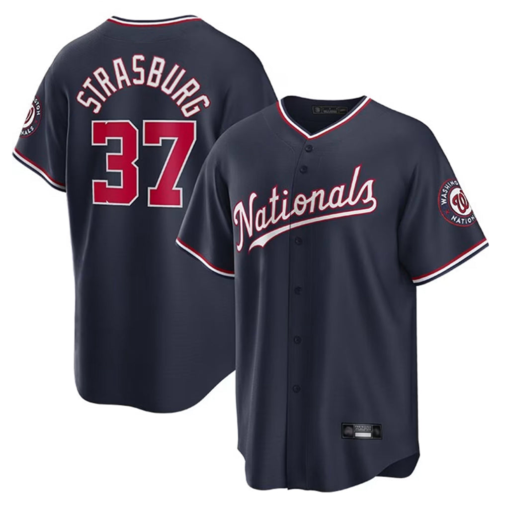 Odoa W.Nationals #37 Stephen Strasburg Player Navy Replica Stitched Jerseys