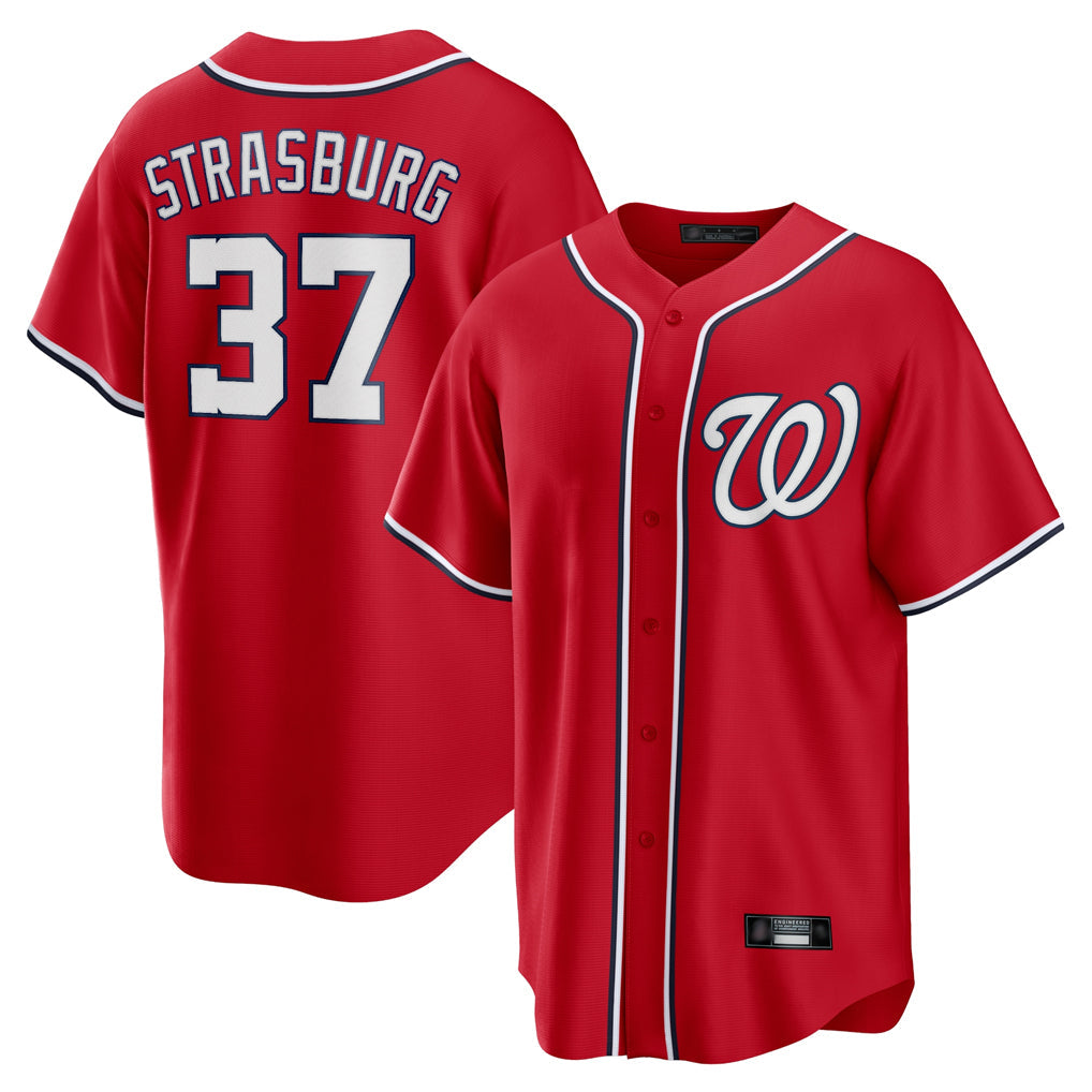 Odoa W.Nationals #37 Stephen Strasburg Player Red Alternate Replica Player Game Stitched Jerseys